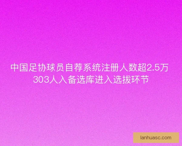中国足协球员自荐系统注册人数超2.5万 303人入备选库进入选拔环节